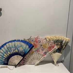 Lot Of Three Antique Fans From Various Cultures